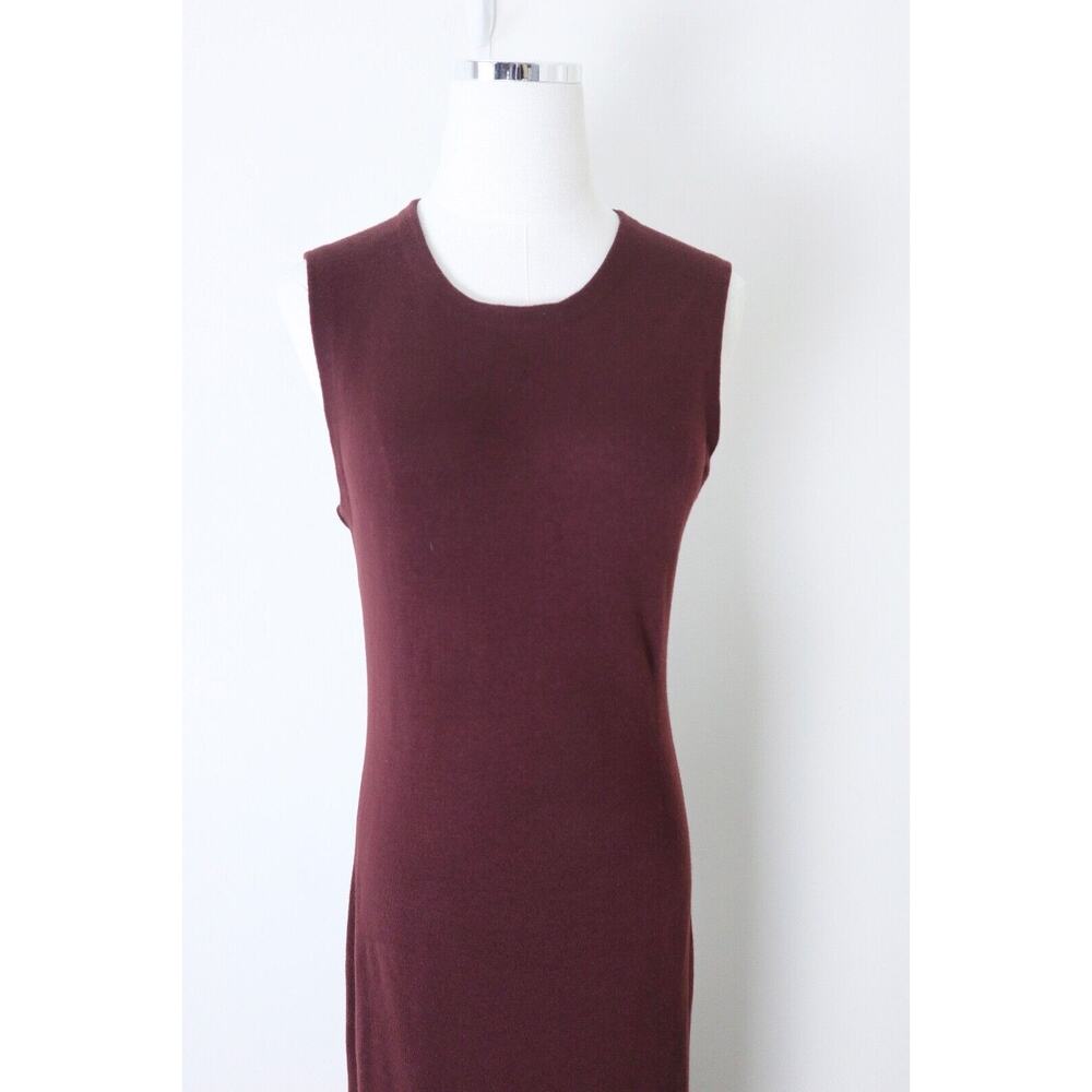 Theory Size M Koldeen Preen Wool Midi Sweater Dress Sleeveless Cassis Red - Picture 2 of 12